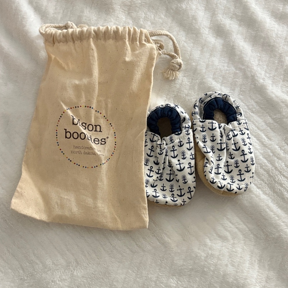 Navy Anchor Print Baby Shoes
